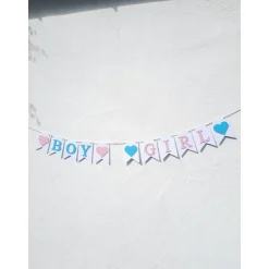 Girlande Gender Reveal / Boy or Girl / Dekoration zur Babyparty / Junge oder Mädchen / Handgefertigte Girlande aus Papie