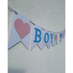Girlande Gender Reveal / Boy or Girl / Dekoration zur Babyparty / Junge oder Mädchen / Handgefertigte Girlande aus Papie