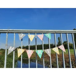 Girlande Just Married in zarten Pastellfarben Mint Vanille Rosa Hellgrau Hochzeit Deko Mr&Mrs