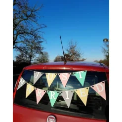 Girlande Just Married in zarten Pastellfarben Mint Vanille Rosa Hellgrau Hochzeit Deko Mr&Mrs