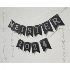 Girlande Meister 2026 zur bestandenen Prüfung Abschluss Ausbildung Meisterfeier Glückwunsch Gratulation