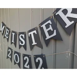 Girlande Meister 2026 zur bestandenen Prüfung Abschluss Ausbildung Meisterfeier Glückwunsch Gratulation