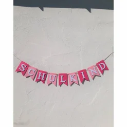 Girlande Wimpelkette Dekoration zum Schulanfang Schulkind Wimpel in rosa und pink zum 1. Schultag
