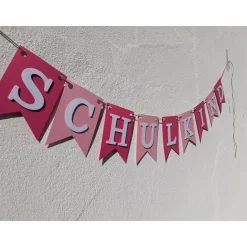 Girlande Wimpelkette Dekoration zum Schulanfang Schulkind Wimpel in rosa und pink zum 1. Schultag