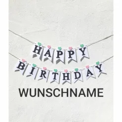 Girlande Wimpelkette Fahnengirlande Happy Birthday zum Geburtstag Partydekoration Geburtstagsdekoration