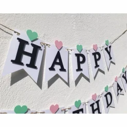 Girlande Wimpelkette Fahnengirlande Happy Birthday zum Geburtstag Partydekoration Geburtstagsdekoration