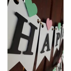 Girlande Wimpelkette Fahnengirlande Happy Birthday zum Geburtstag Partydekoration Geburtstagsdekoration