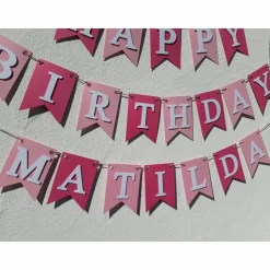 Girlande Wimpelkette Happy Birthday mit Personalisierung Geburtstagsgirlande auf Wunsch mit Namen