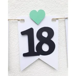 Girlande zum 18. Geburtstag Wimpel Dekoration Mintgrün Rosa Herzen Wimpelkette Banner Happy Birthday