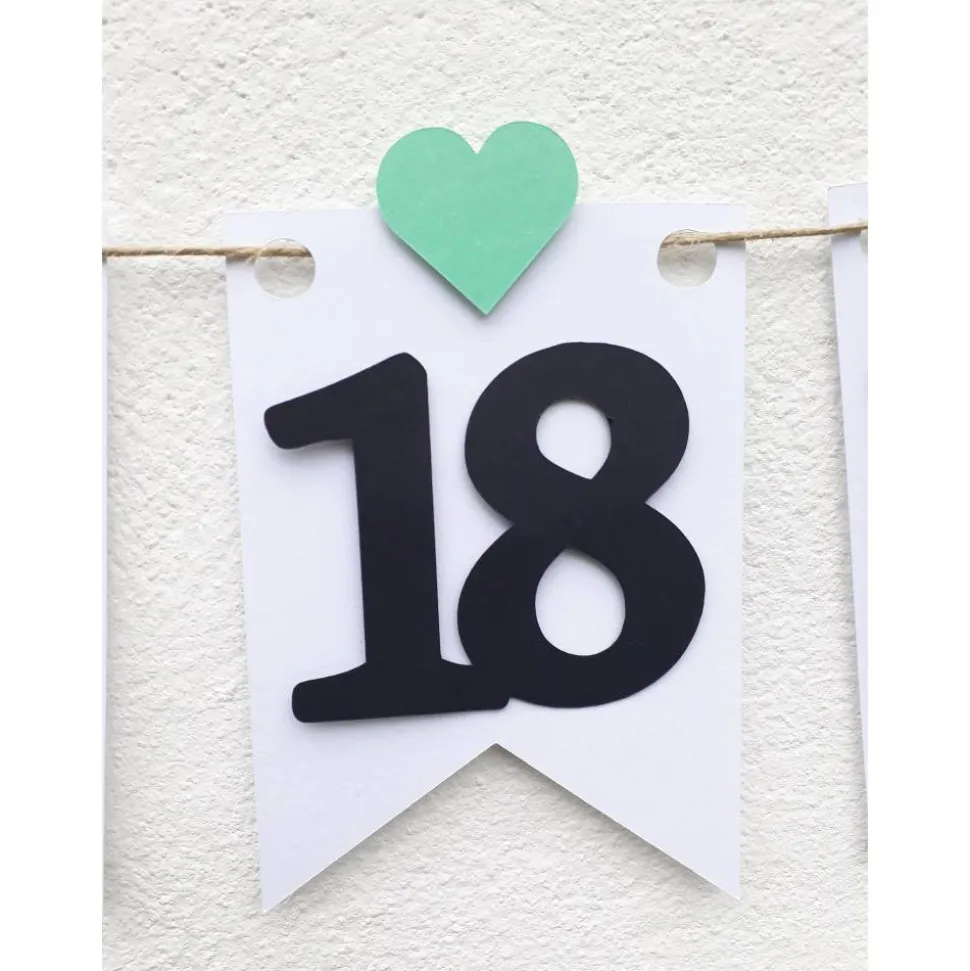 Girlande zum 18. Geburtstag Wimpel Dekoration Mintgrün Rosa Herzen Wimpelkette Banner Happy Birthday