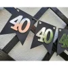 Girlande zum 40. Geburtstag in Silber und Schwarz, tolle Farben mit Spiegeleffekt! Wimpel, Wimpelkette in angesagten Tre