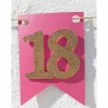 Girlande zum 18. Geburtstag Pink Rosa Gold Wimpel Endlich volljährig Wimpelkette Glitzer Gold Geburtstagsdeko