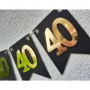 Girlande zum 40. Geburtstag in Gold und Schwarz, tolle Farben mit Spiegeleffekt! Wimpel, Wimpelkette in angesagten Trend