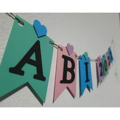 Girlande zum Abitur 2026 auf Wunsch personalisiert mit Namen, mintgrün, flieder, rosa hellblau