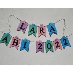 Girlande zum Abitur 2026 auf Wunsch personalisiert mit Namen, mintgrün, flieder, rosa hellblau