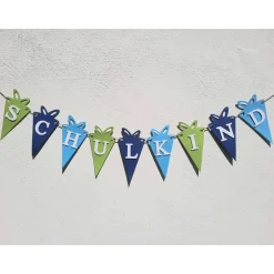 Girlande zum Schulanfang auf Wunsch personalisiert mit Wunschtext Schulkind Wunschname aus hochwertigem Karton