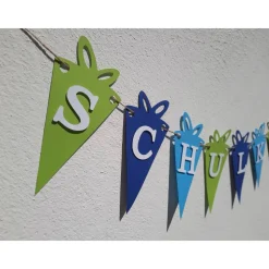 Girlande zum Schulanfang auf Wunsch personalisiert mit Wunschtext Schulkind Wunschname aus hochwertigem Karton