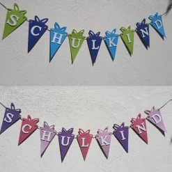Girlande zum Schulanfang auf Wunsch personalisiert mit Wunschtext Schulkind Wunschname aus hochwertigem Karton