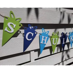 Girlande zum Schulanfang auf Wunsch personalisiert mit Wunschtext Schulkind Wunschname aus hochwertigem Karton