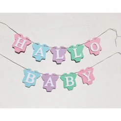 Girlande zur Geburt in zuckersüßen Pastellfarben, Babyparty, Babyshower, Dekoration in rosa, hellblau, mintgrün und flieder.