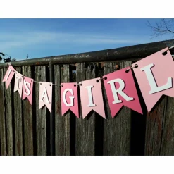 Girlande zur Geburt It's a girl Wimpelkette Baby Girl Papiergirlande Dekoration Babyparty