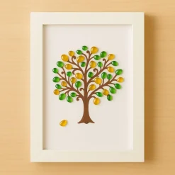 Glasbild Zitronenbaum – Handgefertigtes Unikat aus Glassteinen als mediterrane Wanddekoration oder Geschenk, STB-327