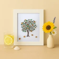 Glasbild Zitronenbaum – Handgefertigtes Unikat aus Glassteinen als mediterrane Wanddekoration oder Geschenk, STB-327