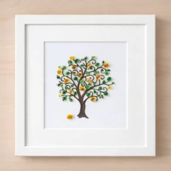 Glasbild Zitronenbaum – Handgefertigtes Unikat aus Glassteinen als mediterrane Wanddekoration oder Geschenk, STB-327