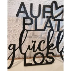Glücklich & Los, individuelles Geschenk zur Hochzeit,  Verlobung, Valentinstag,  Liebe, Pärchen, 3D Text Deko