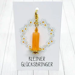 Glücksbringer Frühlingslicht Kerze goldfarben / orange – einzigartiger Kerzenanhänger als Geschenk