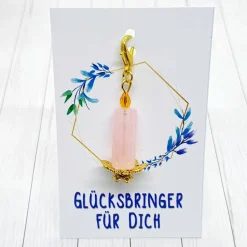 Glücksbringer Frühlingslicht Kerze goldfarben/rosa – einzigartiger Anhänger als Geschenk