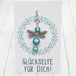 Glücksbringer Funkelelfe silberfarben türkis – Zauberhafter Anhänger & Geschenkidee