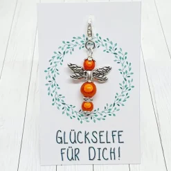 Glücksbringer Funkelelfe silberfarben orange – Magischer Anhänger & Geschenk