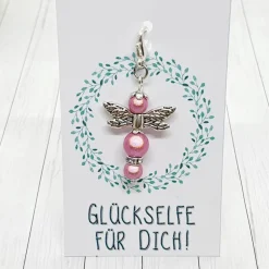 Glücksbringer Funkelelfe silberfarben/rosa – Magischer Elfenanhänger als Geschenk