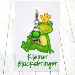 Glücksbringer Glücksfrosch dunkelgrün – handgefertigter Anhänger mit Karabiner