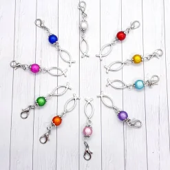 Glücksbringer Ichtys Fisch silberfarben/rot – Gastgeschenk Kommunion, Konfirmation, Firmung