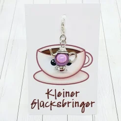 Glücksbringer Kanne Anhänger silberfarben lila – Perfektes Geschenk & Mitbringsel