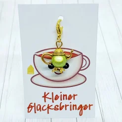Glücksbringer Kanne goldfarben/hellgrün – Charmante Anhänger für Tee- & Kaffeeliebhaber