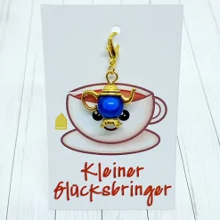 Glücksbringer Kanne goldfarben/blau – Anhänger & Geschenkidee für Heißgetränkliebhaber