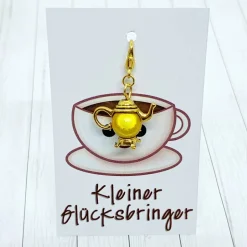 Glücksbringer Kanne goldfarben/gelb – Charmanter Anhänger als Geschenkidee