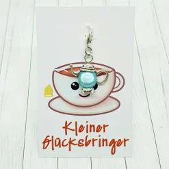 Glücksbringer Kanne silberfarben/hellblau – niedlicher Anhänger & Geschenkidee