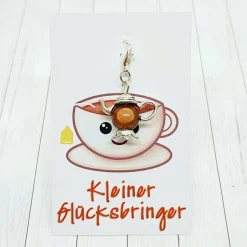 Glücksbringer Kanne silberfarben/hellbraun – Charm Anhänger für Tee- & Kaffeeliebhaber
