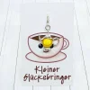 Glücksbringer Kanne silberfarben/gelb – Charm für Heißgetränkeliebhaber & Geschenk