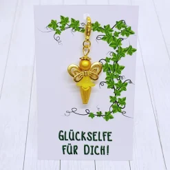 Glücksbringer Schmetterlingselfe goldfarben/gelb – zauberhafter Anhänger & Geschenk