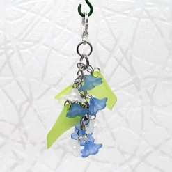 Glücksbringer Taschenbaumler „Zarte Blumen“ blau – Verspielter Anhänger mit Acrylblüten