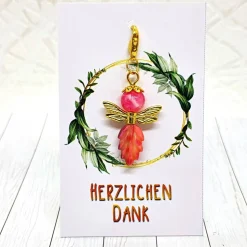 Glücksbringer Waldelfe goldfarben / pink – einzigartiger Elfen-Anhänger