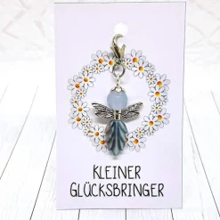 Glücksbringer Waldelfe silberfarben/hellblau – Einzigartiger Elfen-Anhänger als Geschenk