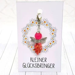Glücksbringer Waldelfe silberfarben / pink – Handgemachter Elfen-Anhänger als Unikat