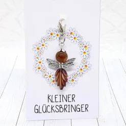 Glücksbringer Waldelfe silberfarben/braun – Zauberhafter Elfen-Anhänger als Unikat