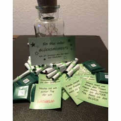 Glücksglas, Sprücheglas, Freundschaftsgeschenk - Dekoglas mit 24 Sprüchen und mit Beleuchtung